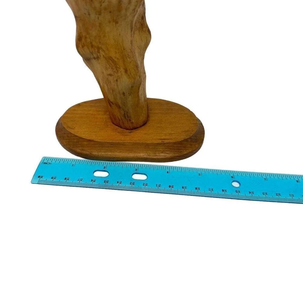 Hand Carved Wood Spirit Wizard Candlestick Holder Folk Art Whimsical Bearded Man